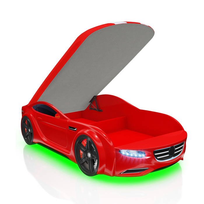 Кровать Romack Junior Passat, 1500x700, подсветка дна и фар, цвет красный