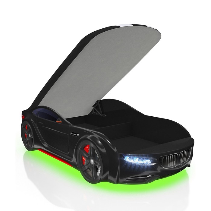 Кровать Romack Junior X5, 1500x700 см, подсветка дна и фар, цвет чёрный