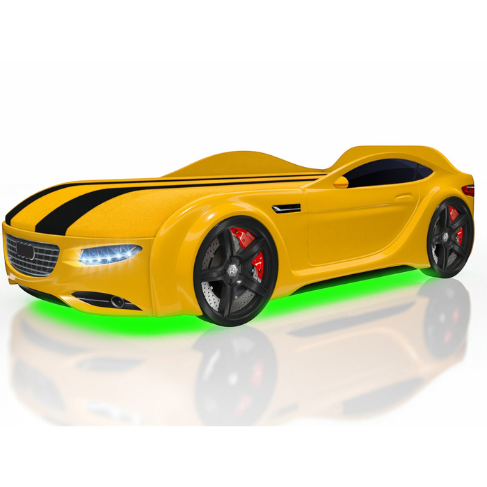 Кровать Romack Junior A7, 1500 х 700 см, подсветка дна и фар, цвет жёлтый