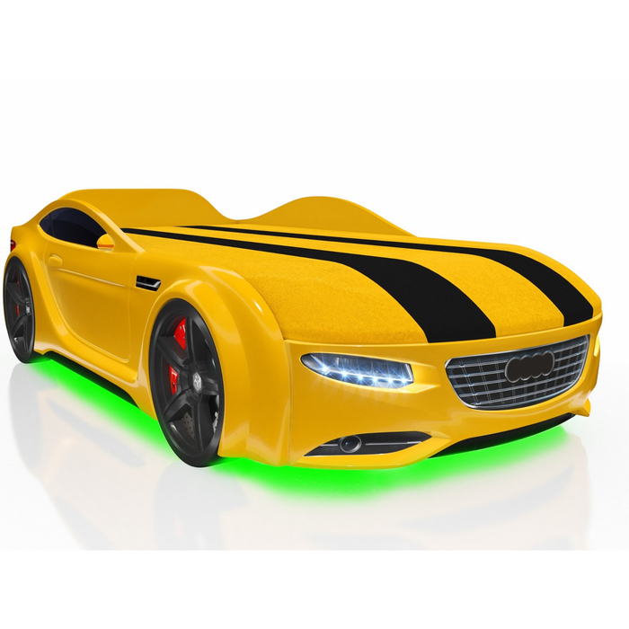 Кровать Romack Junior A7, 1500 х 700 см, подсветка дна и фар, цвет жёлтый