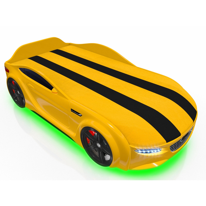 Кровать Romack Junior A7, 1500 х 700 см, подсветка дна и фар, цвет жёлтый