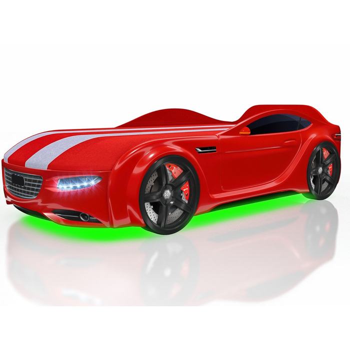 Кровать Romack Junior A7, 1500 х 700, подсветка дна и фар, цвет красный