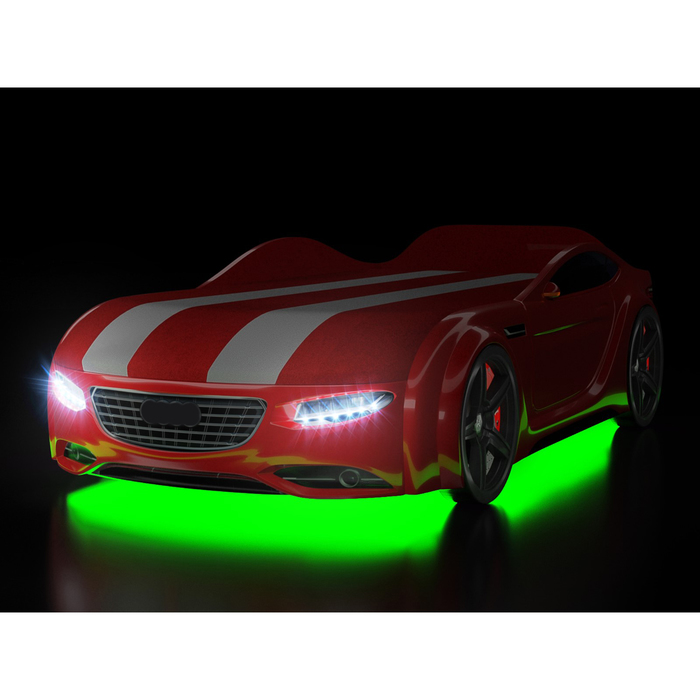 Кровать Romack Junior A7, 1500 х 700, подсветка дна и фар, цвет красный