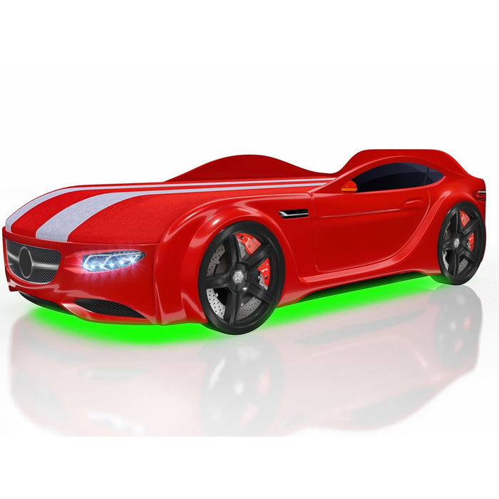 Кровать Romack Junior AMG, 1500x700, подсветка дна и фар, цвет красный