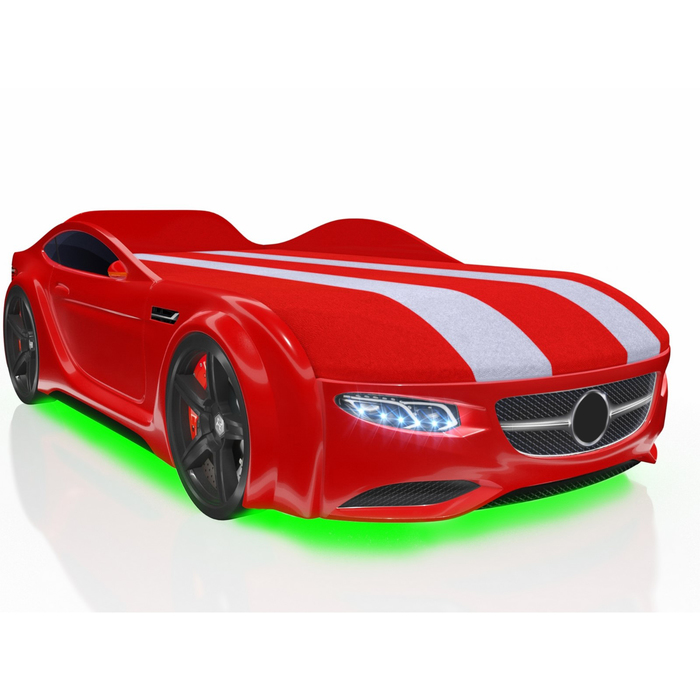 Кровать Romack Junior AMG, 1500x700, подсветка дна и фар, цвет красный