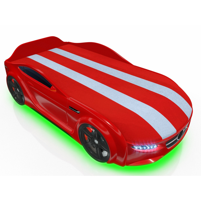 Кровать Romack Junior AMG, 1500x700, подсветка дна и фар, цвет красный