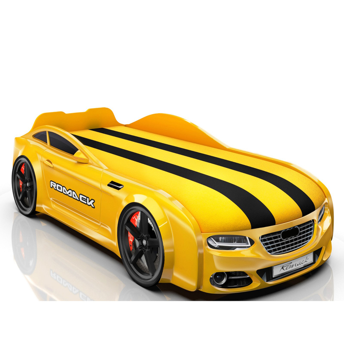 Кровать Romack Real-М A7 1900x800, подсветка дна и фар, цвет жёлтый