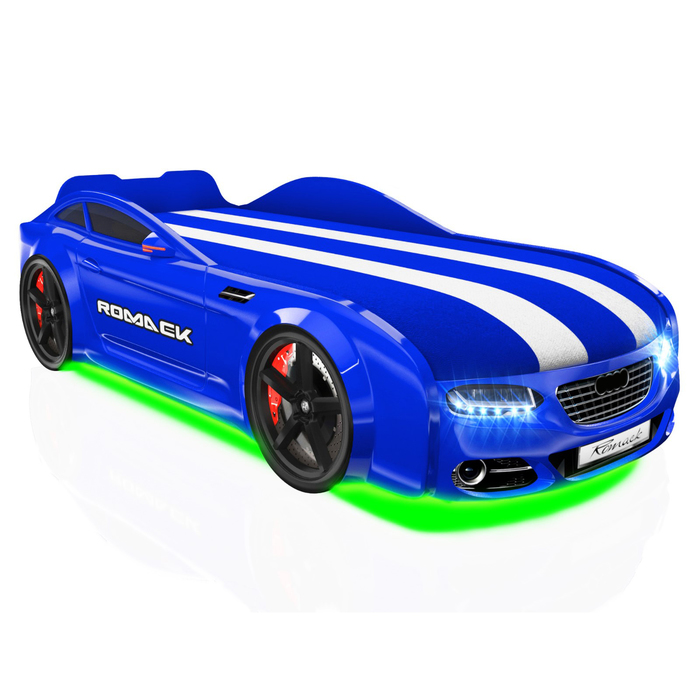 Кровать Romack Real-М A7 1900x800, подсветка дна и фар, цвет синий