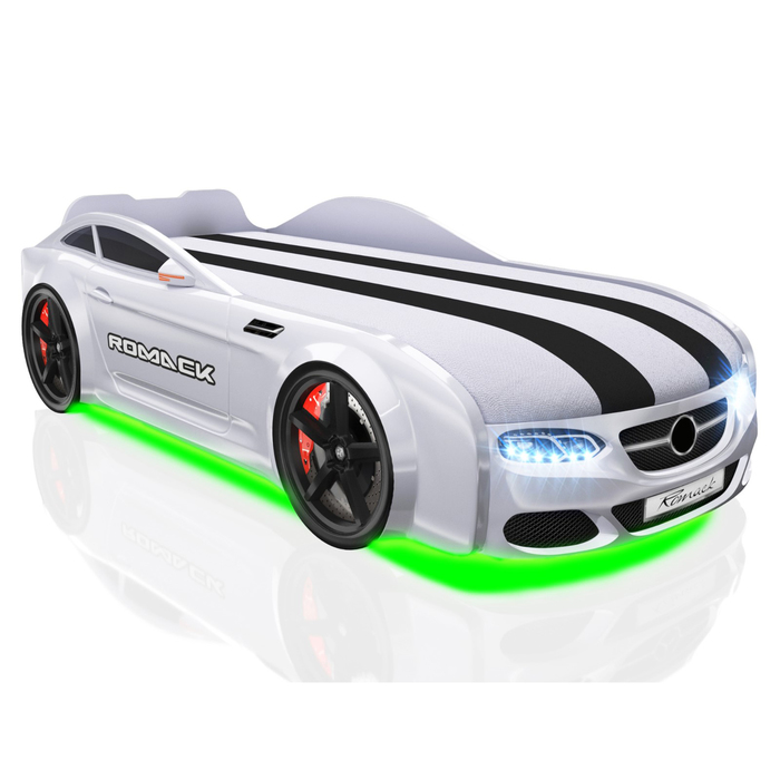 Кровать Romack Real-М AMG, 1900x800, подсветка дна и фар, цвет белый