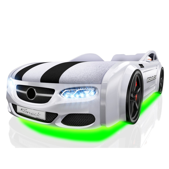 Кровать Romack Real-М AMG, 1900x800, подсветка дна и фар, цвет белый