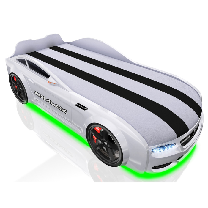 Кровать Romack Real-М AMG, 1900x800, подсветка дна и фар, цвет белый