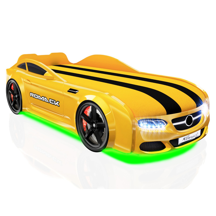 Кровать Romack Real-М AMG, 1900x800 см,подсветка дна и фар, цвет жёлтый
