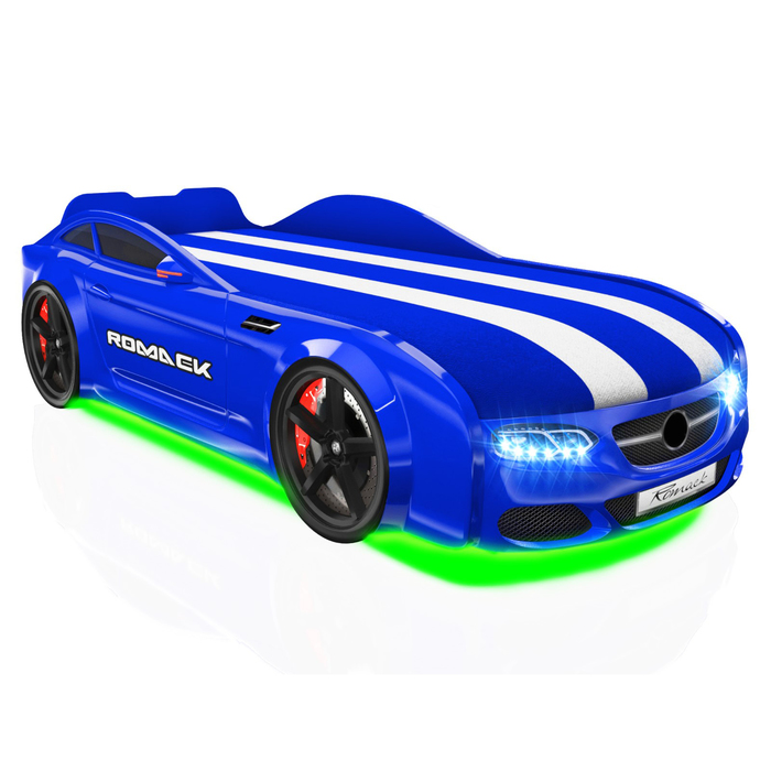 Кровать Romack Real-М AMG, 1900x800, подсветка дна и фар, цвет синий
