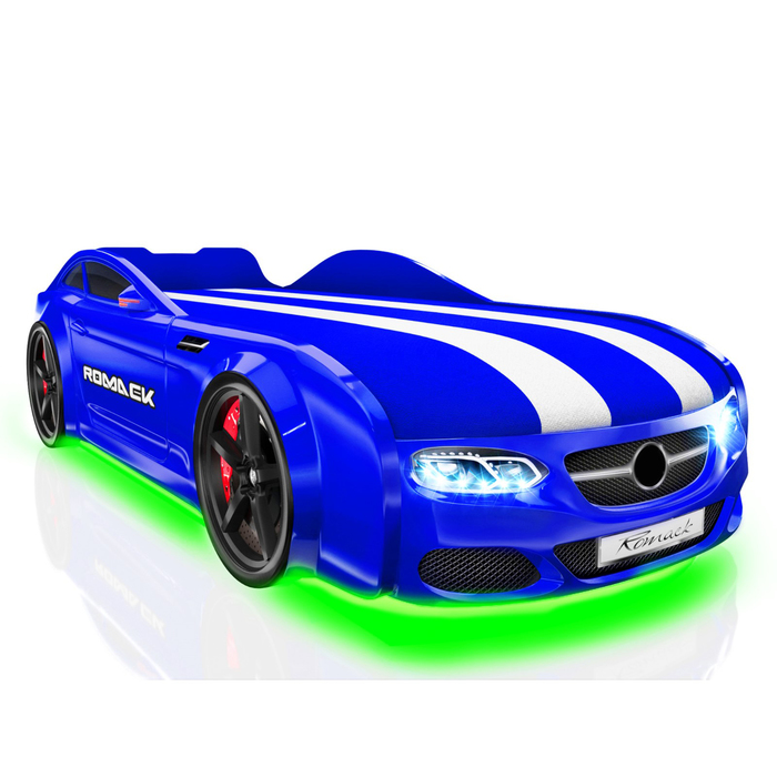 Кровать Romack Real-М AMG, 1900x800, подсветка дна и фар, цвет синий