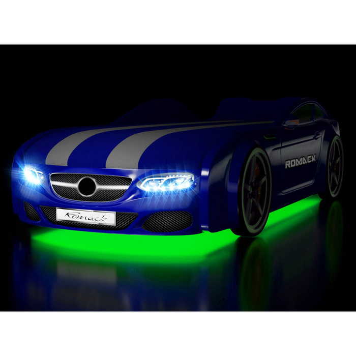 Кровать Romack Real-М AMG, 1900x800, подсветка дна и фар, цвет синий