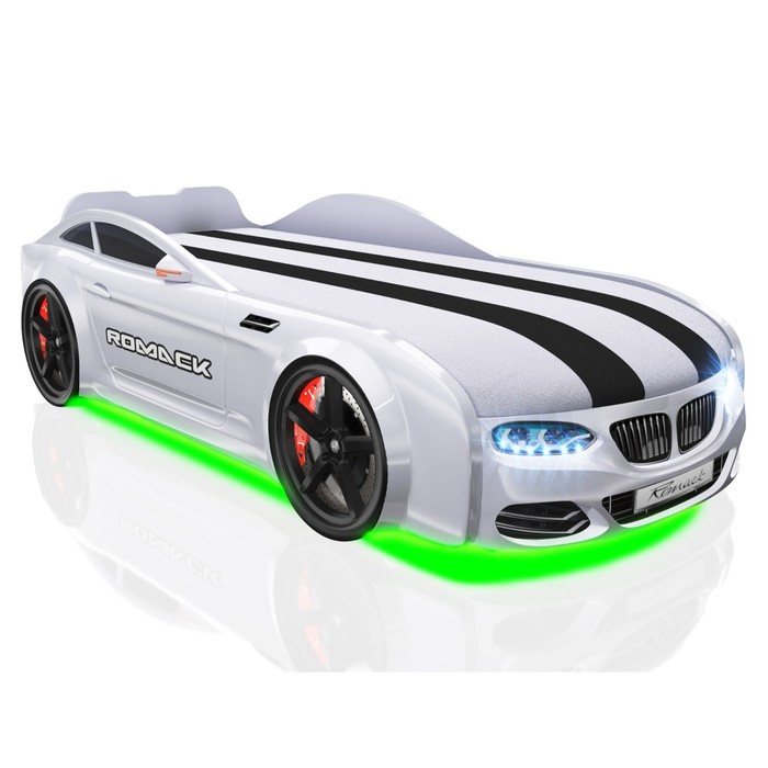 Кровать Romack Real-М X5, 1900x800, подсветка дна и фар, цвет белый