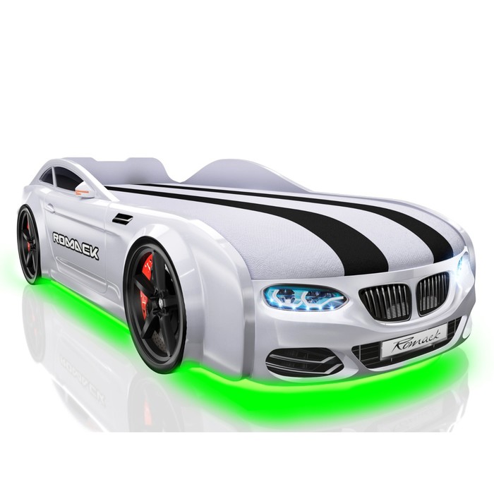 Кровать Romack Real-М X5, 1900x800, подсветка дна и фар, цвет белый