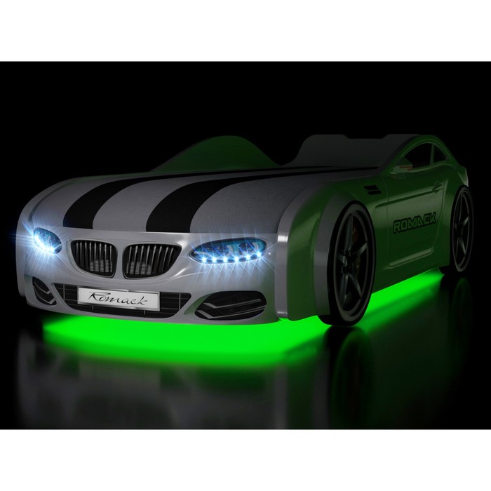 Кровать Romack Real-М X5, 1900x800, подсветка дна и фар, цвет белый