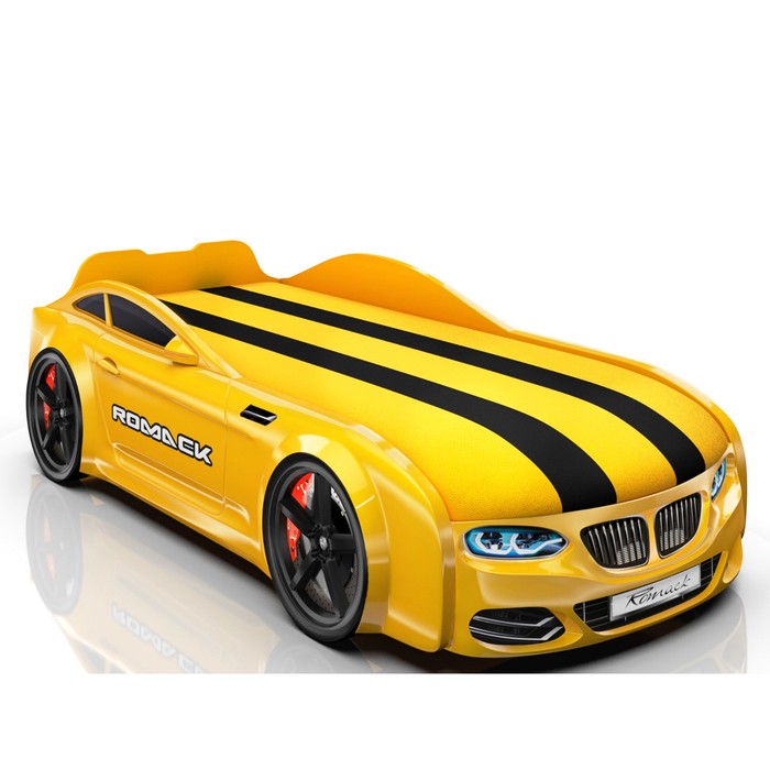 Кровать Romack Real-М X5, 1900x800, подсветка дна и фар, цвет жёлтый