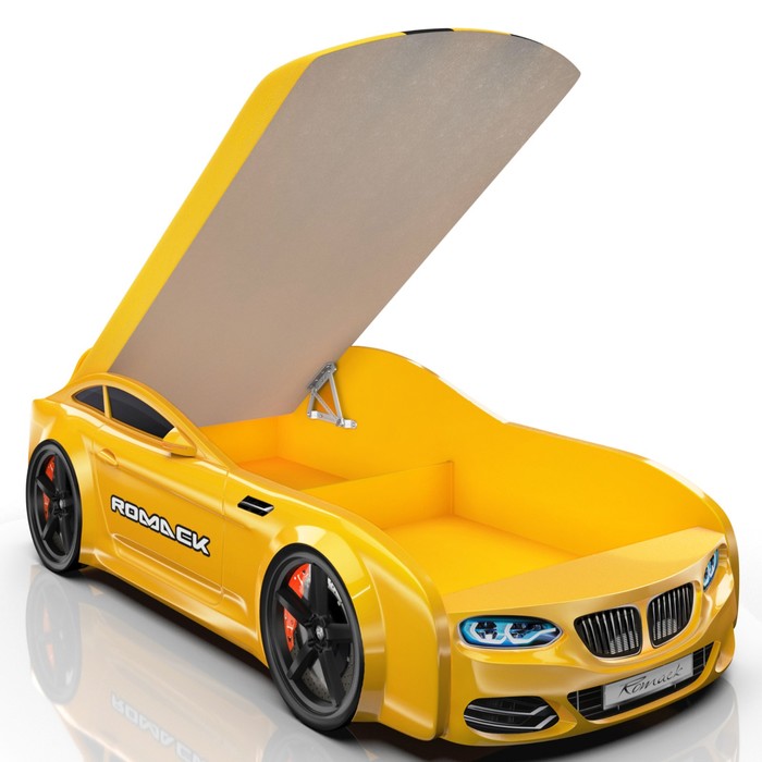 Кровать Romack Real-М X5, 1900x800, подсветка дна и фар, цвет жёлтый
