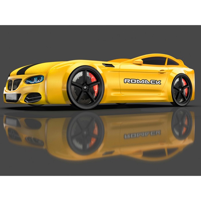 Кровать Romack Real-М X5, 1900x800, подсветка дна и фар, цвет жёлтый