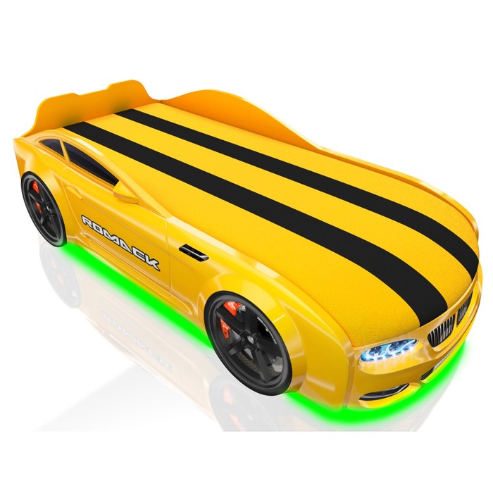 Кровать Romack Real-М X5, 1900x800, подсветка дна и фар, цвет жёлтый