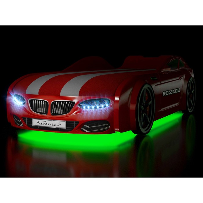 Кровать Romack Real-М X5, 1900x800 см, подсветка дна и фар, цвет красный