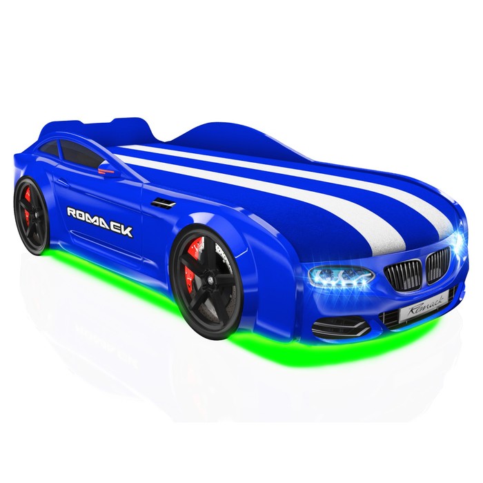 Кровать Romack Real-М X5, 1900x800, подсветка дна и фар, цвет синяя