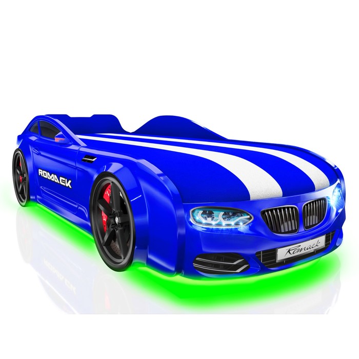 Кровать Romack Real-М X5, 1900x800, подсветка дна и фар, цвет синяя