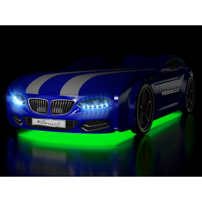 Кровать Romack Real-М X5, 1900x800, подсветка дна и фар, цвет синяя