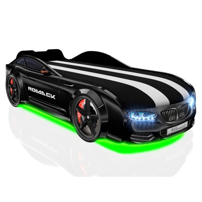 Кровать Romack Real-М X5, 1900x800, подсветка дна и фар, цвет чёрный