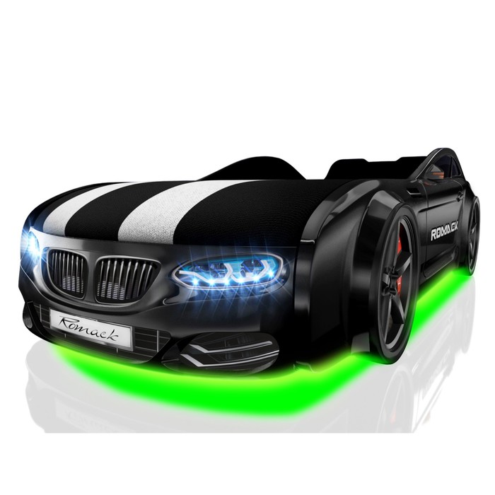 Кровать Romack Real-М X5, 1900x800, подсветка дна и фар, цвет чёрный