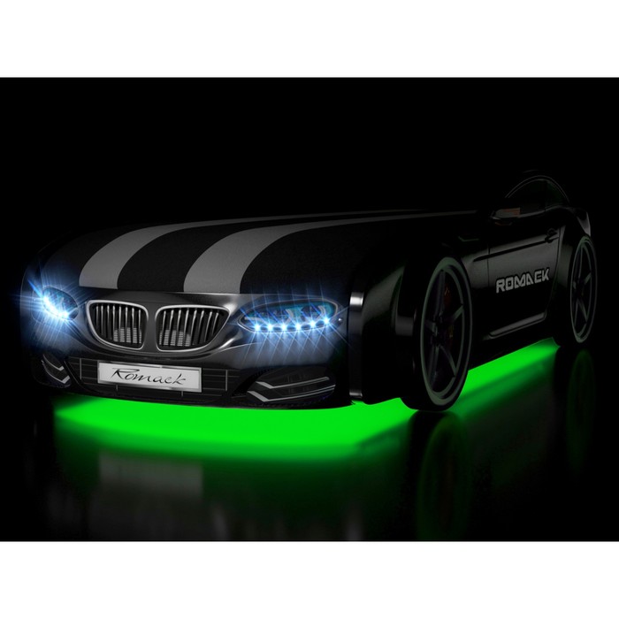 Кровать Romack Real-М X5, 1900x800, подсветка дна и фар, цвет чёрный