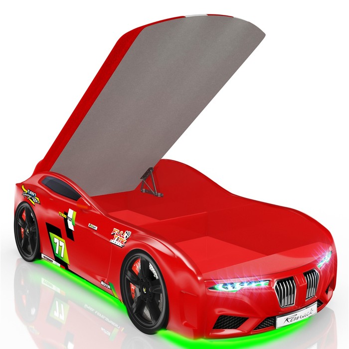 Кровать Romack Renner-M, 1900 x 800 см, подсветка дна и фар, цвет красный