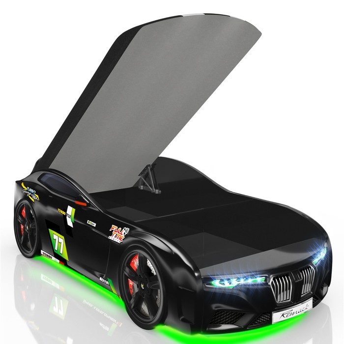 Кровать Romack Renner-M, 1900 x 800 см, подсветка дна и фар, цвет чёрный