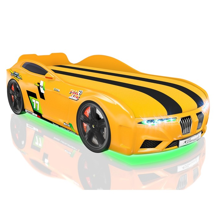 Кровать Romack Renner-M, 1900x800, подсветка дна и фар, цвет жёлтая