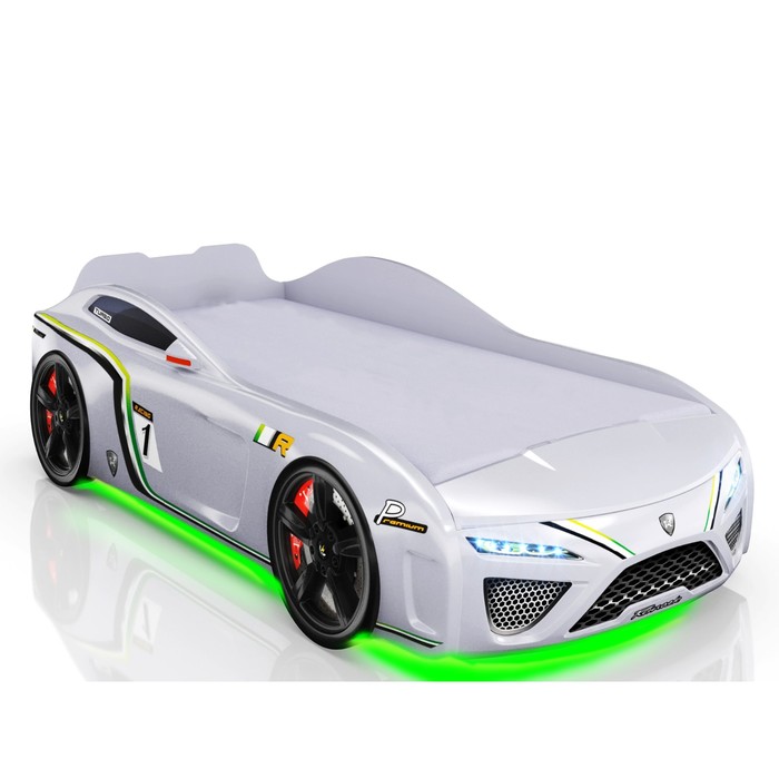 Кровать Romack SportLine (2018), 1700 x 800 см, подсветка дна и фар, цвет белый