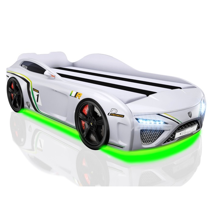 Кровать Romack SportLine (2018), 1700 x 800 см, подсветка дна и фар, цвет белый