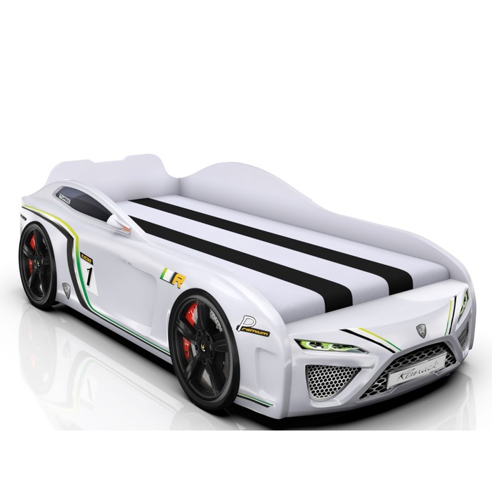 Кровать Romack SportLine (2018), 1700 x 800 см, подсветка дна и фар, цвет белый