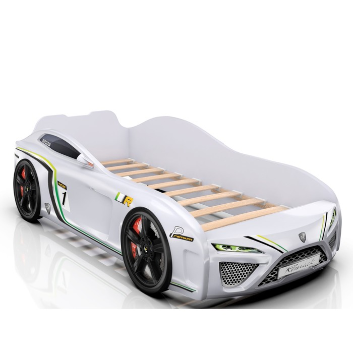 Кровать Romack SportLine (2018), 1700 x 800 см, подсветка дна и фар, цвет белый