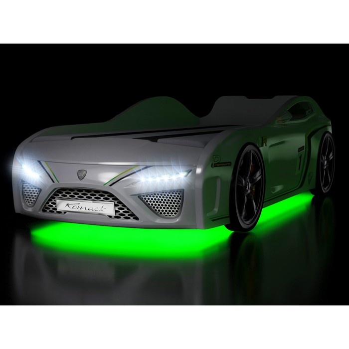 Кровать Romack SportLine (2018), 1700 x 800 см, подсветка дна и фар, цвет белый