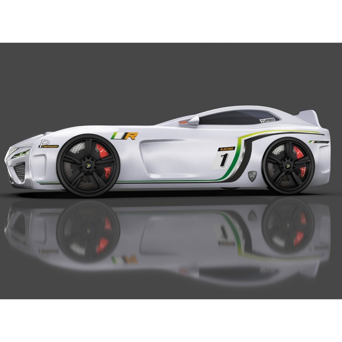 Кровать Romack SportLine (2018), 1700 x 800 см, подсветка дна и фар, цвет белый