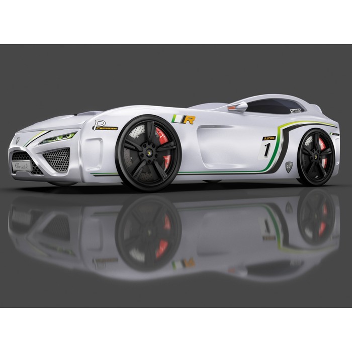 Кровать Romack SportLine (2018), 1700 x 800 см, подсветка дна и фар, цвет белый