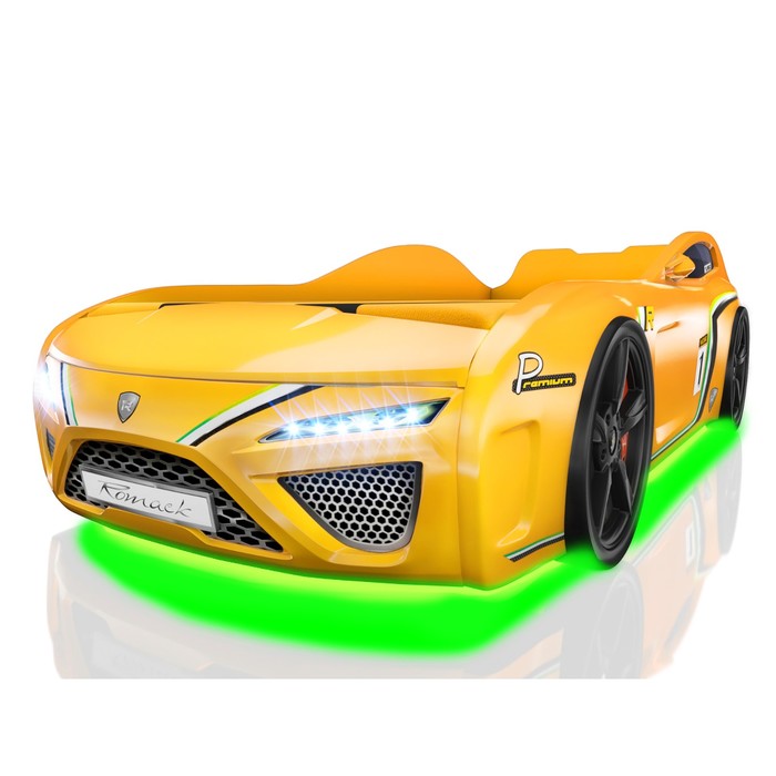 Кровать Romack SportLine (2018), 1700 x 800 см, подсветка дна и фар, цвет жёлтый