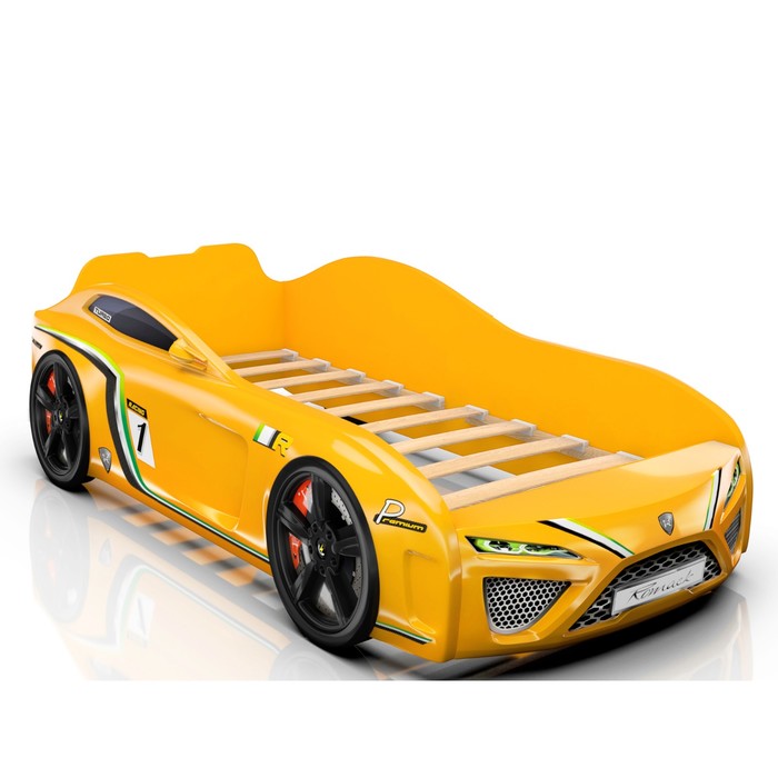 Кровать Romack SportLine (2018), 1700 x 800 см, подсветка дна и фар, цвет жёлтый