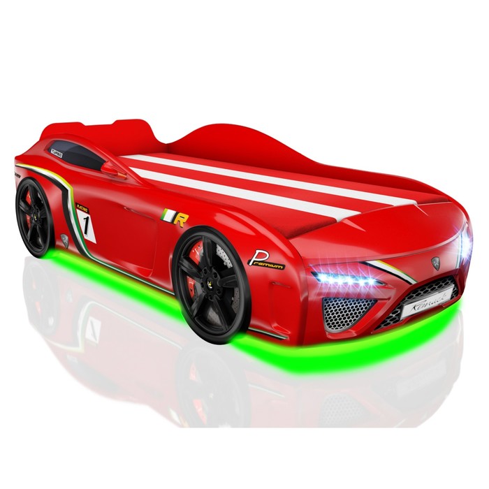 Кровать Romack SportLine (2018), 1700 x 800 см, подсветка дна и фар, цвет красный