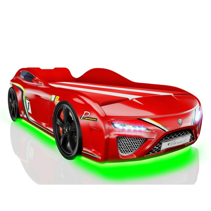 Кровать Romack SportLine (2018), 1700 x 800 см, подсветка дна и фар, цвет красный