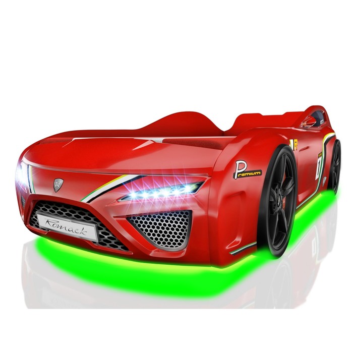 Кровать Romack SportLine (2018), 1700 x 800 см, подсветка дна и фар, цвет красный