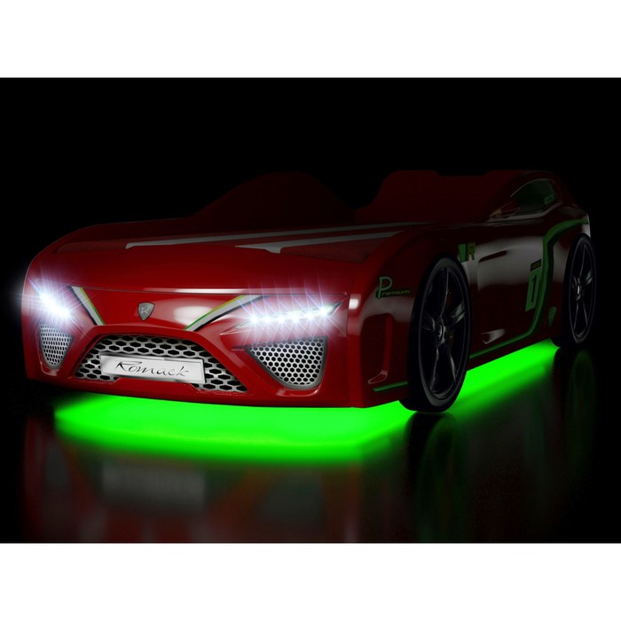 Кровать Romack SportLine (2018), 1700 x 800 см, подсветка дна и фар, цвет красный
