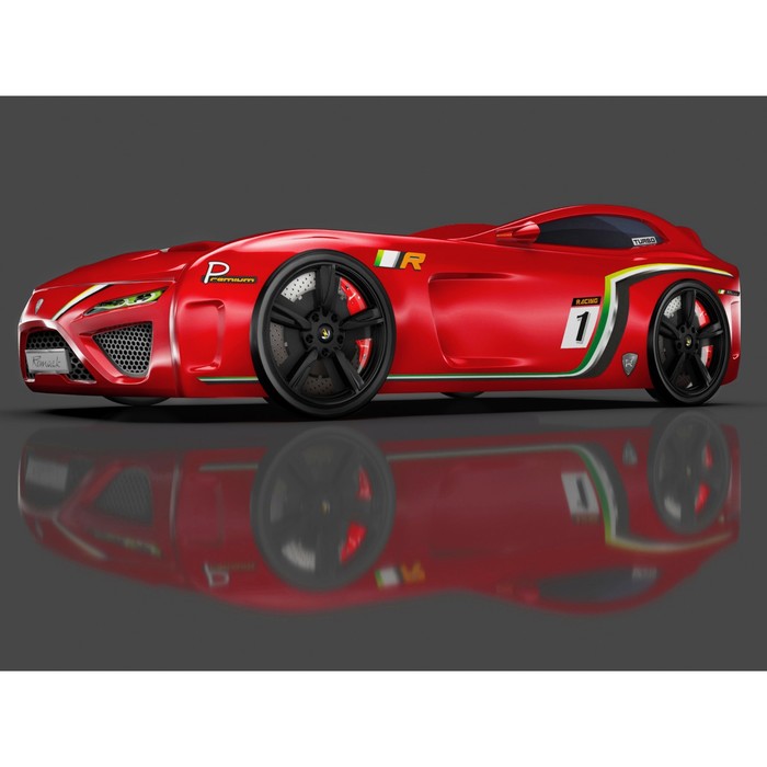 Кровать Romack SportLine (2018), 1700 x 800 см, подсветка дна и фар, цвет красный